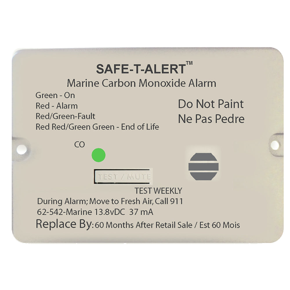 SafeTAlert 62 Series Carbon Monoxide Alarm  12V  62542Marine  Flush Mount  White 62542MARINE Main image