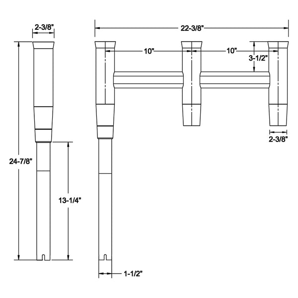 TACO Deluxe Trident Rod Holder Cluster Offset F310781BXY1