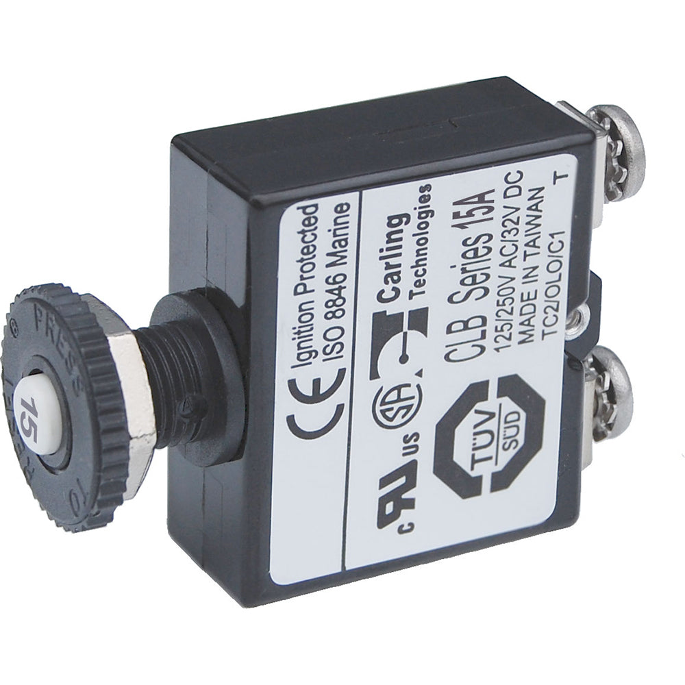 Blue Sea Push Button Reset Only Screw Terminal Circuit Breaker  15 Amps 2133 Main image