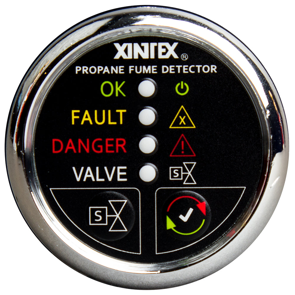FireboyXintex Propane Fume Detector wAutomatic ShutOff  Plastic Sensor  No Solenoid Valve  Chrome Bezel Display P1CNVR Main image
