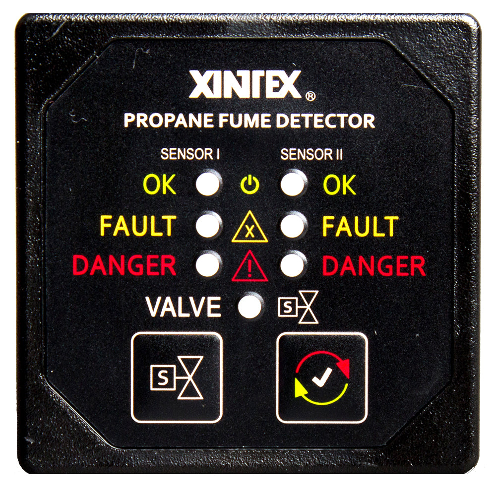 FireboyXintex Propane Fume Detector  Alarm w2 Plastic Sensors  Solenoid Valve  Square Black Bezel Display P2BSR Main image