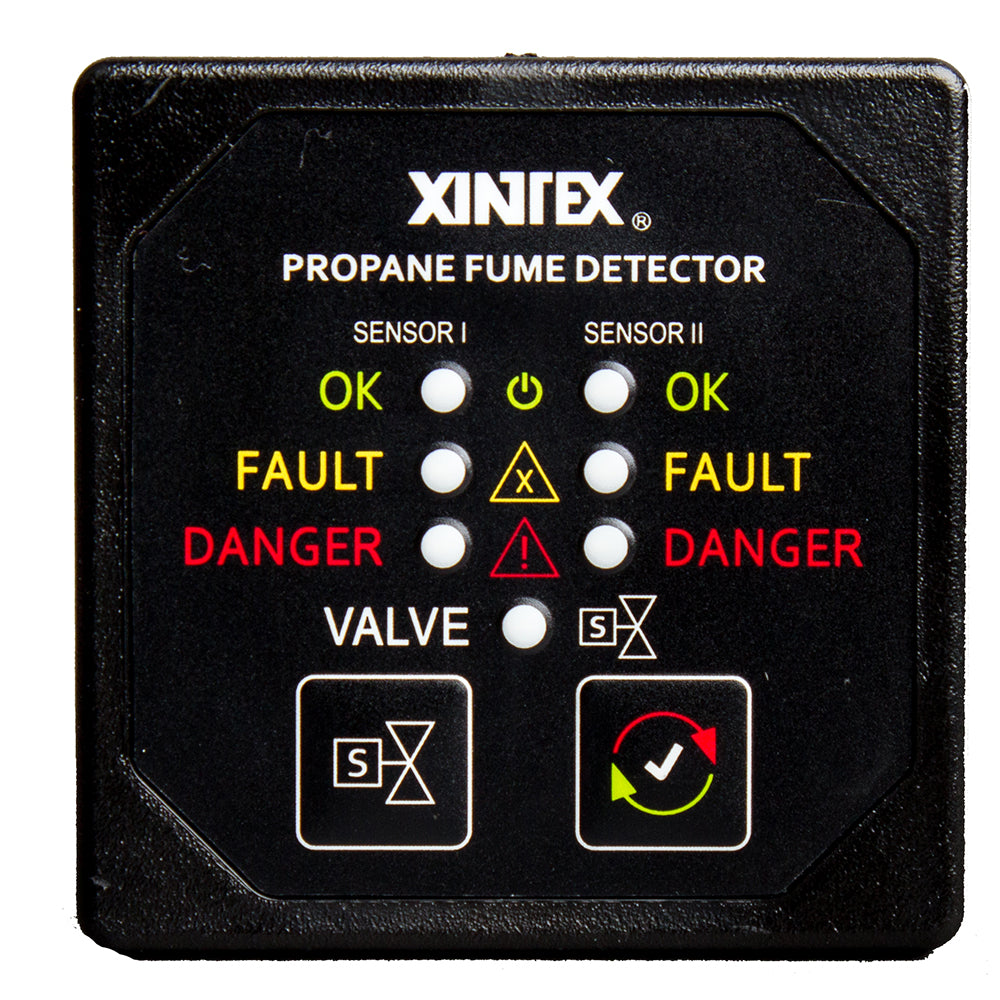 FireboyXintex Propane Fume Detector w2 Plastic Sensors  No Solenoid Valve  Square Black Bezel Display P2BNVR Main image