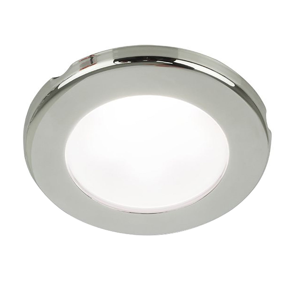 Hella Marine EuroLED 75 3 Round Screw Mount Down Light  White LED  Stainless Steel Rim  12V 958110021 Main image