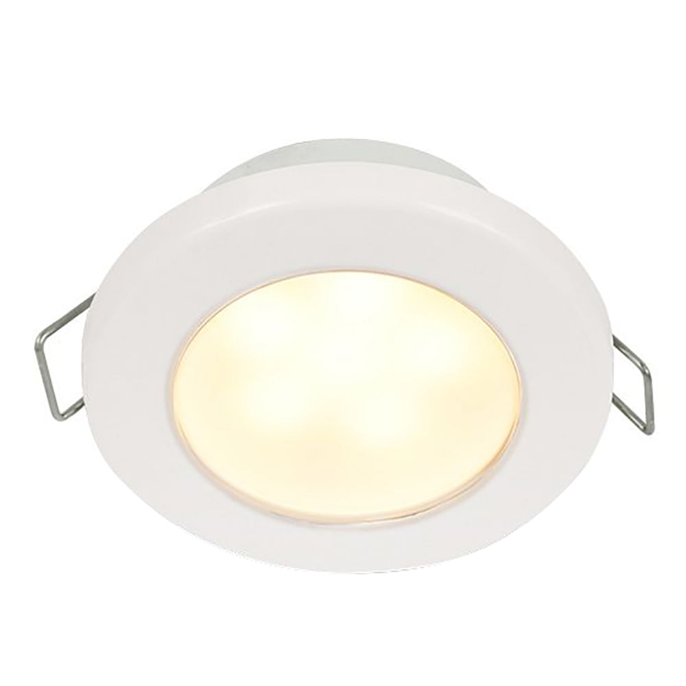 Hella Marine EuroLED 75 3 Round Spring Mount Down Light  Warm White LED  White Plastic Rim  12V 958109511 Main image