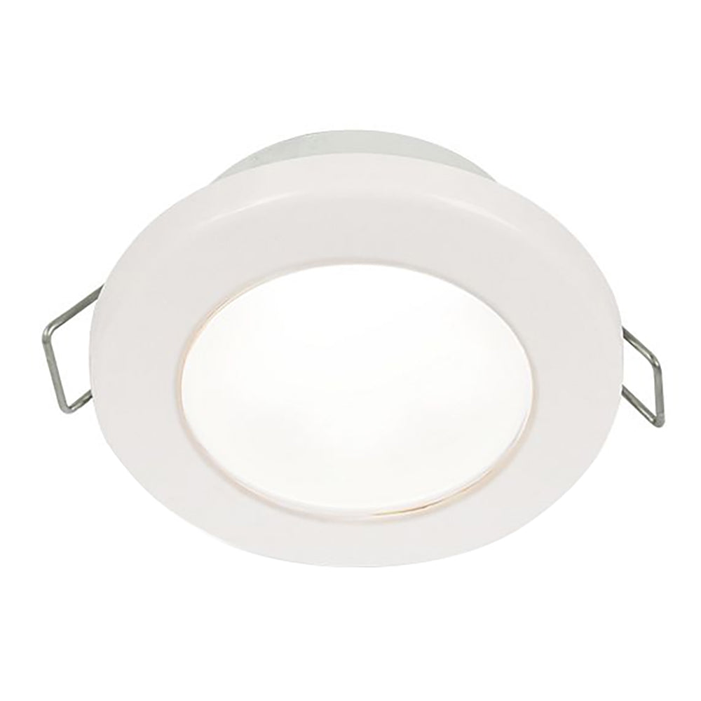 Hella Marine EuroLED 75 3 Round Spring Mount Down Light  White LED  White Plastic Rim  12V 958110511 Main image