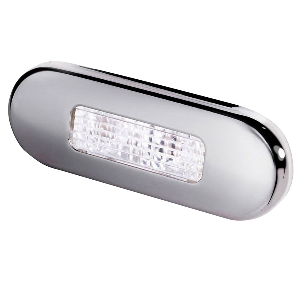 Hella Marine Surface Mount Oblong LED Courtesy Lamp  White LED  Stainless Steel Bezel 980869301 Main image