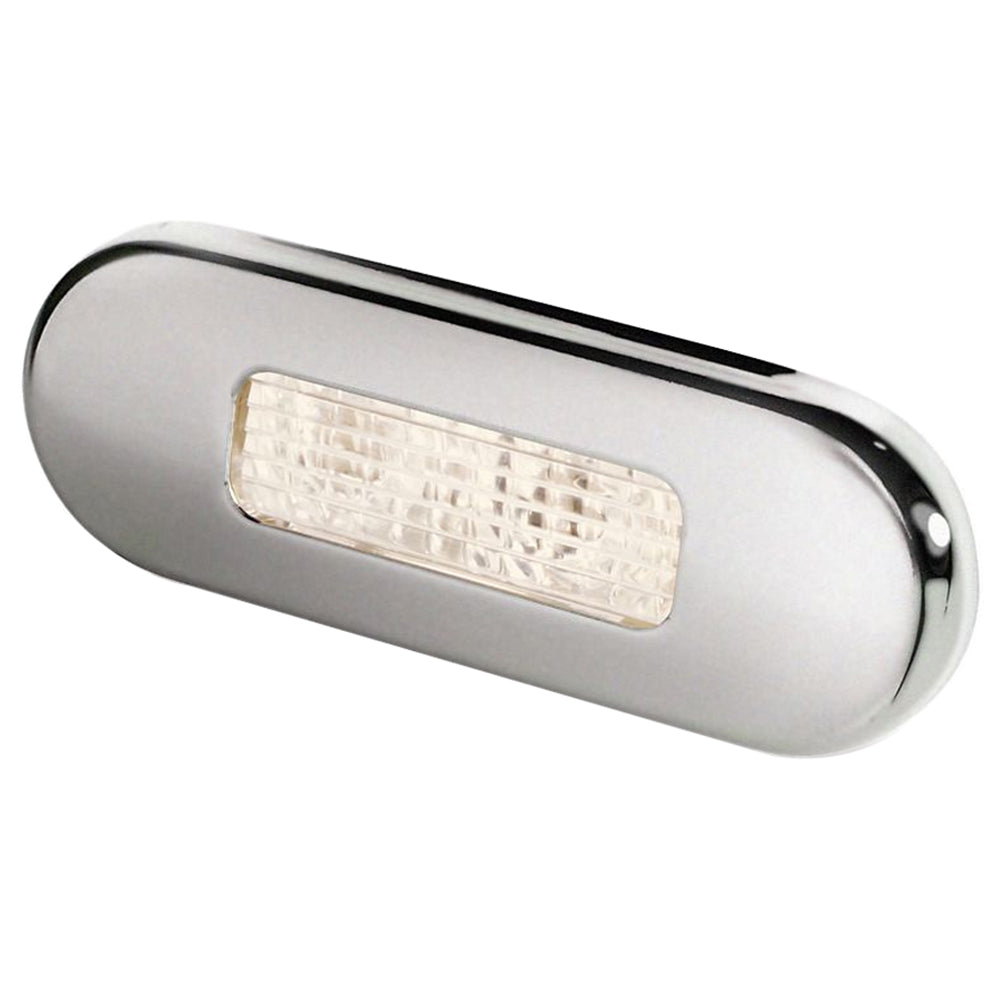 Hella Marine Surface Mount Oblong LED Courtesy Lamp  Warm White LED  Stainless Steel Bezel 980869401 Main image