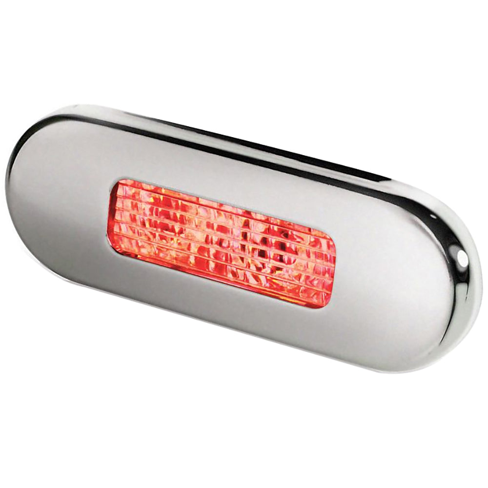 Hella Marine Surface Mount Oblong LED Courtesy Lamp  Red LED  Stainless Steel Bezel 980869501 Main image
