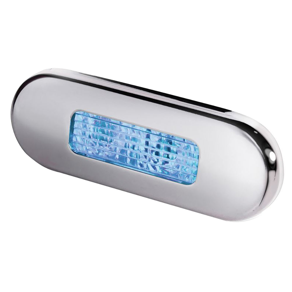Hella Marine Surface Mount Oblong LED Courtesy Lamp  Blue LED  Stainless Steel Bezel 980869601 Main image