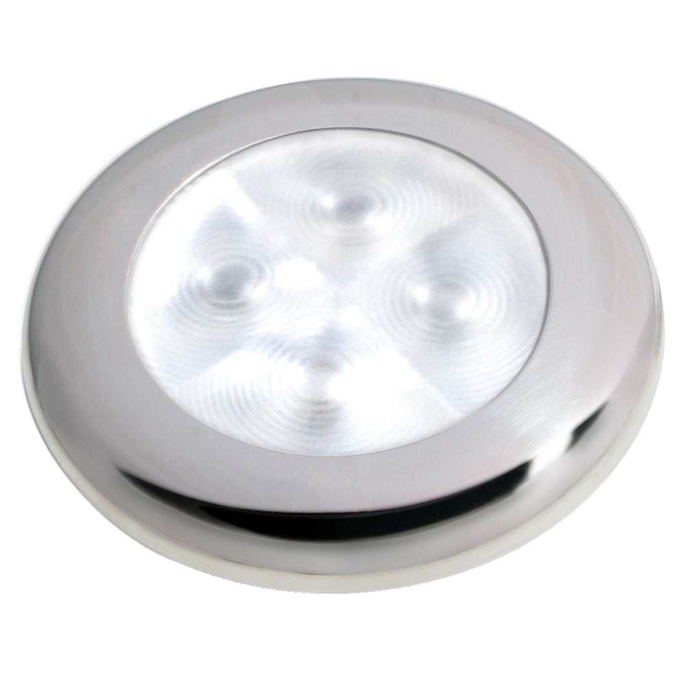 Hella Marine Slim Line LED Enhanced Brightness Round Courtesy Lamp  White LED  Stainless Steel Bezel  12V 980500521 Main image