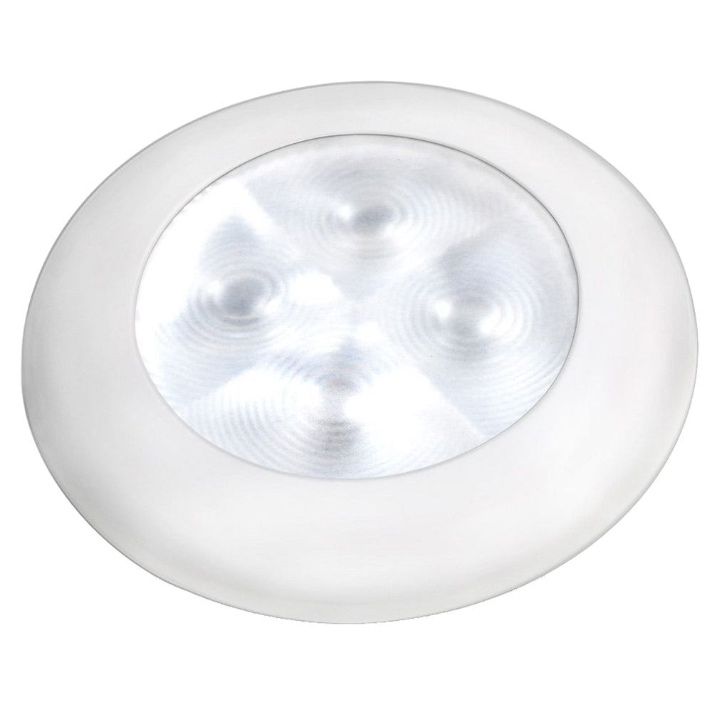 Hella Marine Slim Line LED Enhanced Brightness Round Courtesy Lamp  White LED  White Plastic Bezel  12V 980500541 Main image