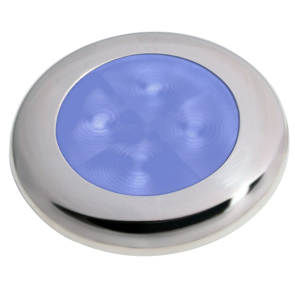 Hella Marine Slim Line LED Enhanced Brightness Round Courtesy Lamp  Blue LED  Stainless Steel Bezel  12V 980502221 Main image