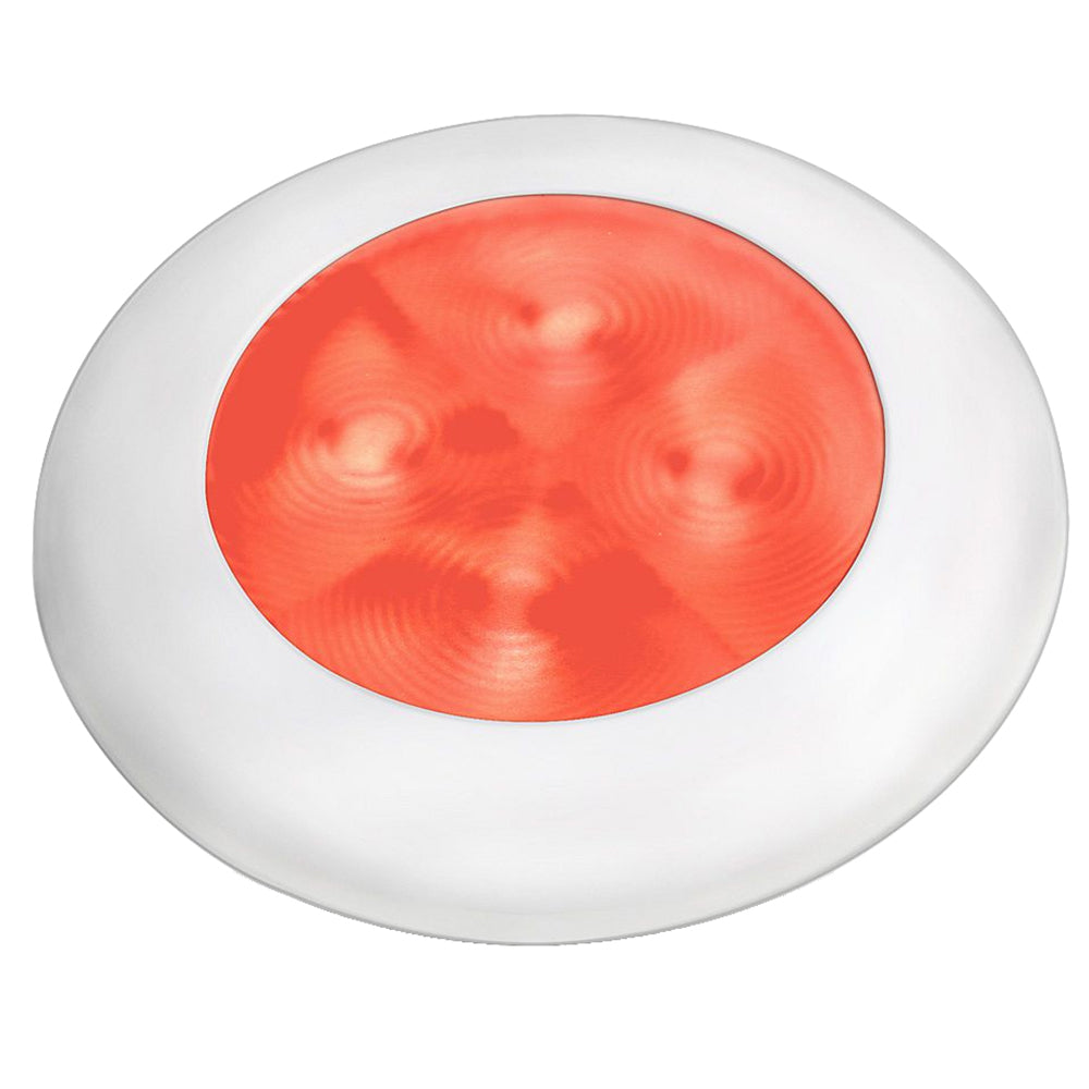 Hella Marine Slim Line LED Enhanced Brightness Round Courtesy Lamp  Red LED  White Plastic Bezel  12V 980507241 Main image