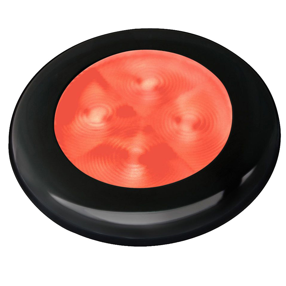 Hella Marine Slim Line LED Enhanced Brightness Round Courtesy Lamp  Red LED  Black Plastic Bezel  12V 980507251 Main image