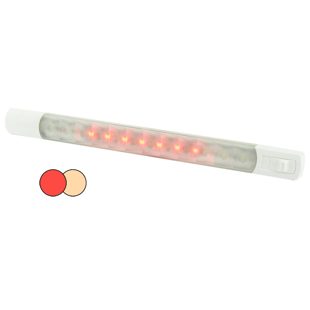 Hella Marine Surface Strip Light wSwitch  Warm WhiteRed LEDs  12V 958121101 Main image