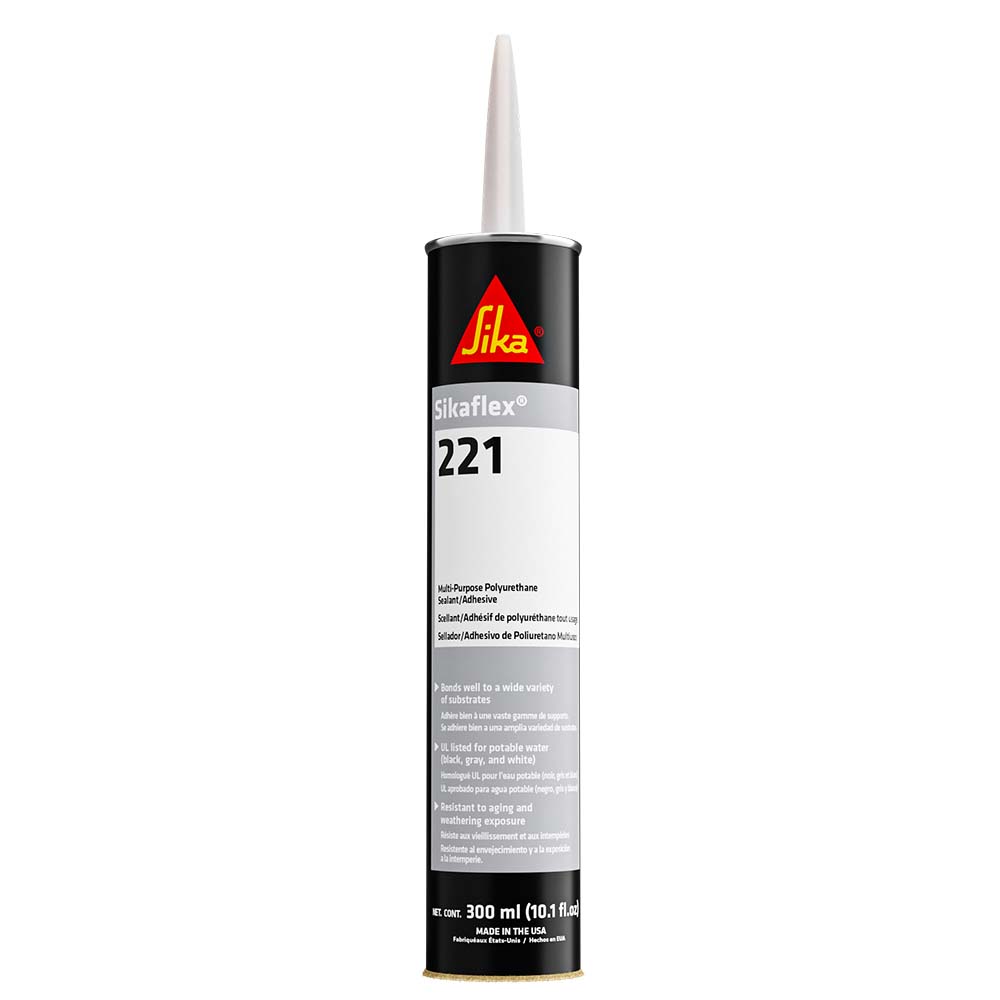 Sika Sikaflex 221 MultiPurpose Polyurethane SealantAdhesive  103oz300ml Cartridge  Black 90893 Main image