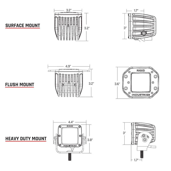 RIGID Industries DSeries PRO Flush Mount  Spot LED  Midnight Edition  Pair  Black 212213BLK