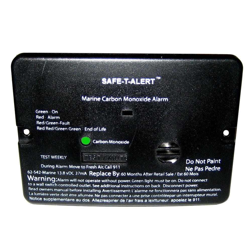 SafeTAlert 62 Series Carbon Monoxide Alarm  12V  62542Marine  Flush Mount  Black 62542MARINEBLK Main image