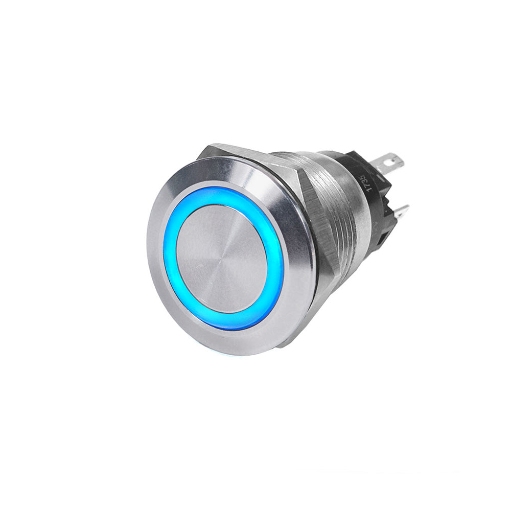Blue Sea 4161 SS Push Button Switch  OffOn  Blue  10A 4161 Main image
