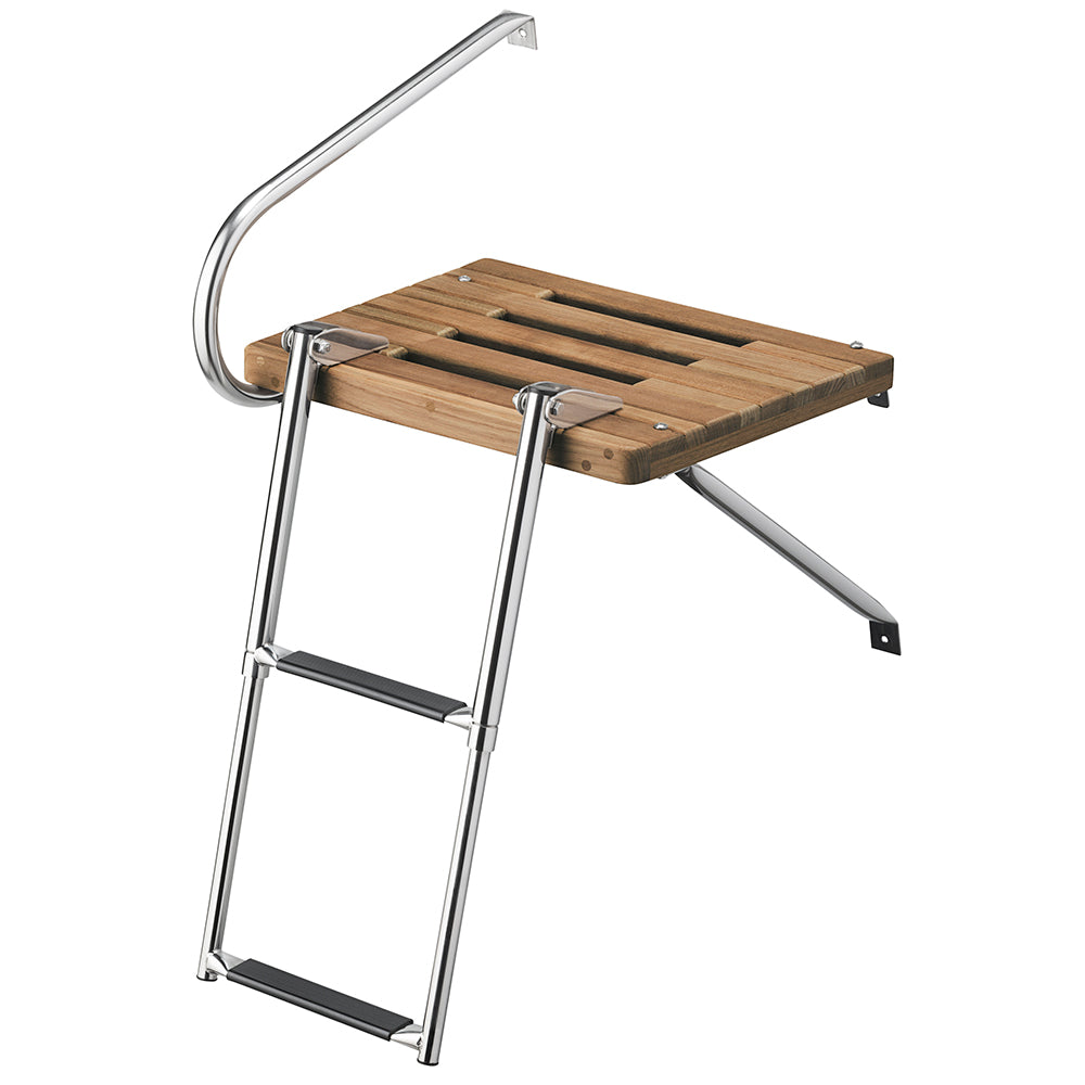 Whitecap Teak Swim Platform w2Step Telescoping Ladder fBoats wOutboard Motors 68900 Main image