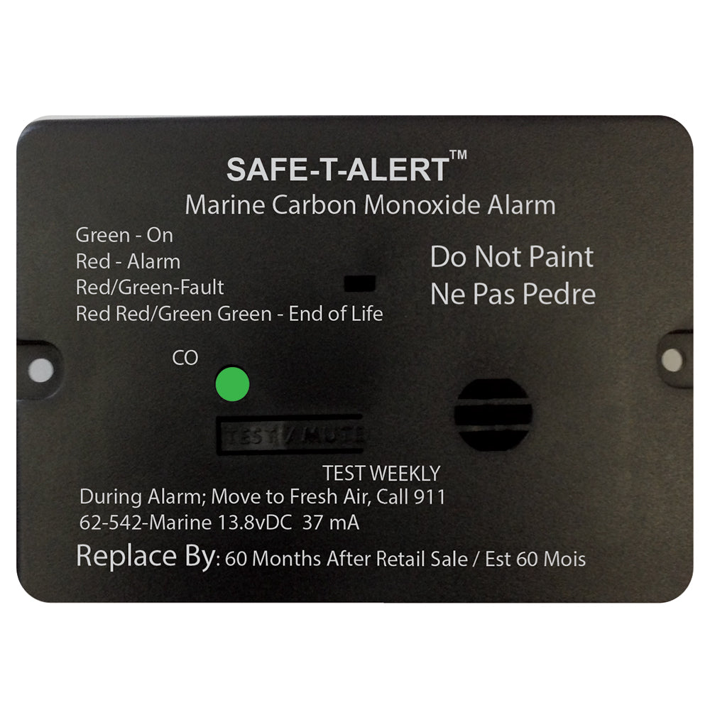 SafeTAlert 62 Series Carbon Monoxide Alarm wRelay  12V  62542RMarine  Flush Mount  Black 62542RMARINEBL Main image