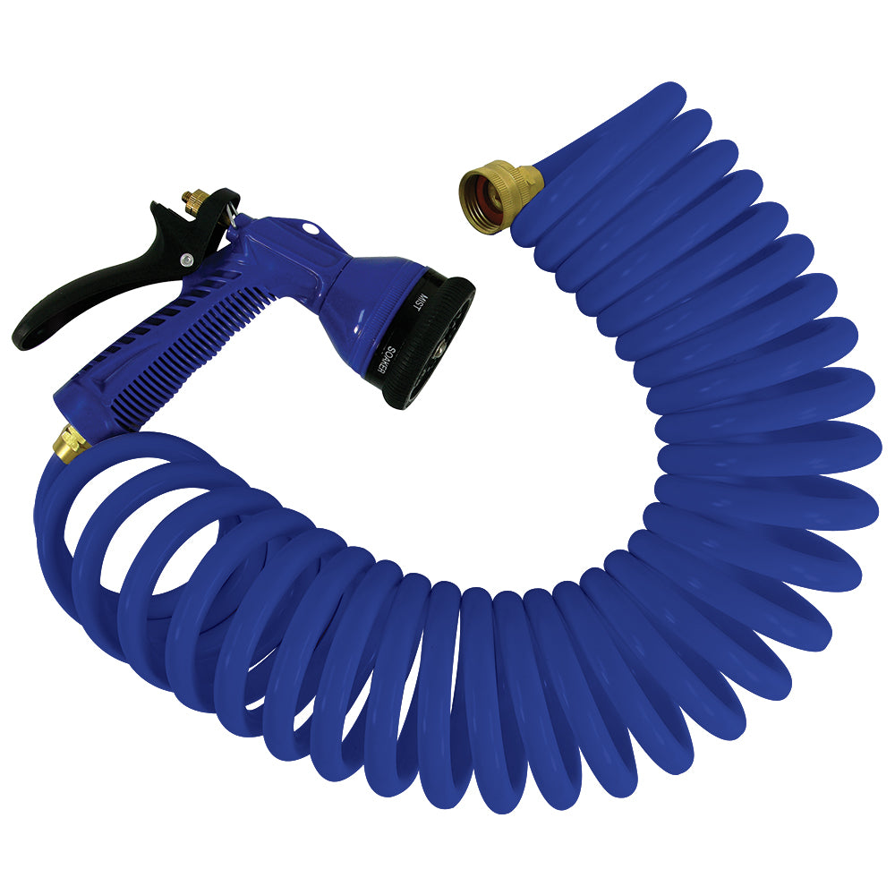 Whitecap 50 Blue Coiled Hose wAdjustable Nozzle P0442B Main image