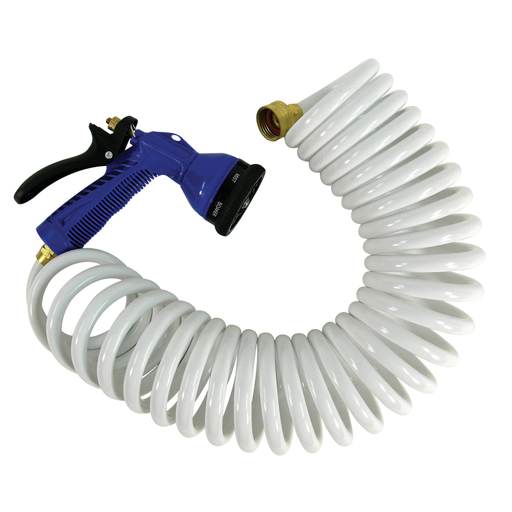Whitecap 50 White Coiled Hose wAdjustable Nozzle P0442 Main image