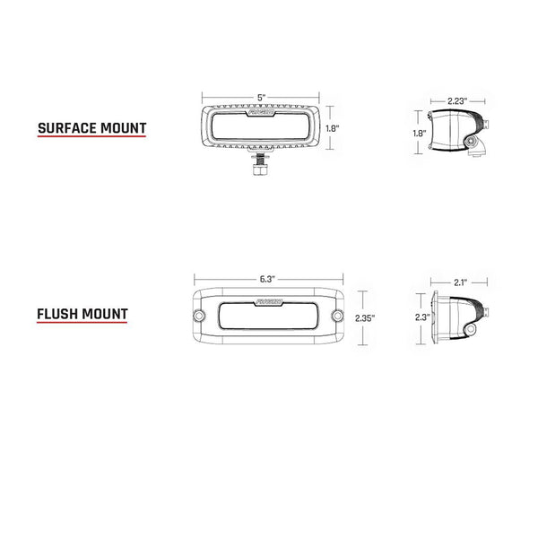 RIGID Industries SRQ PRO Back Up Light Kit  Surface Mount Diffused  Pair  Black 980023