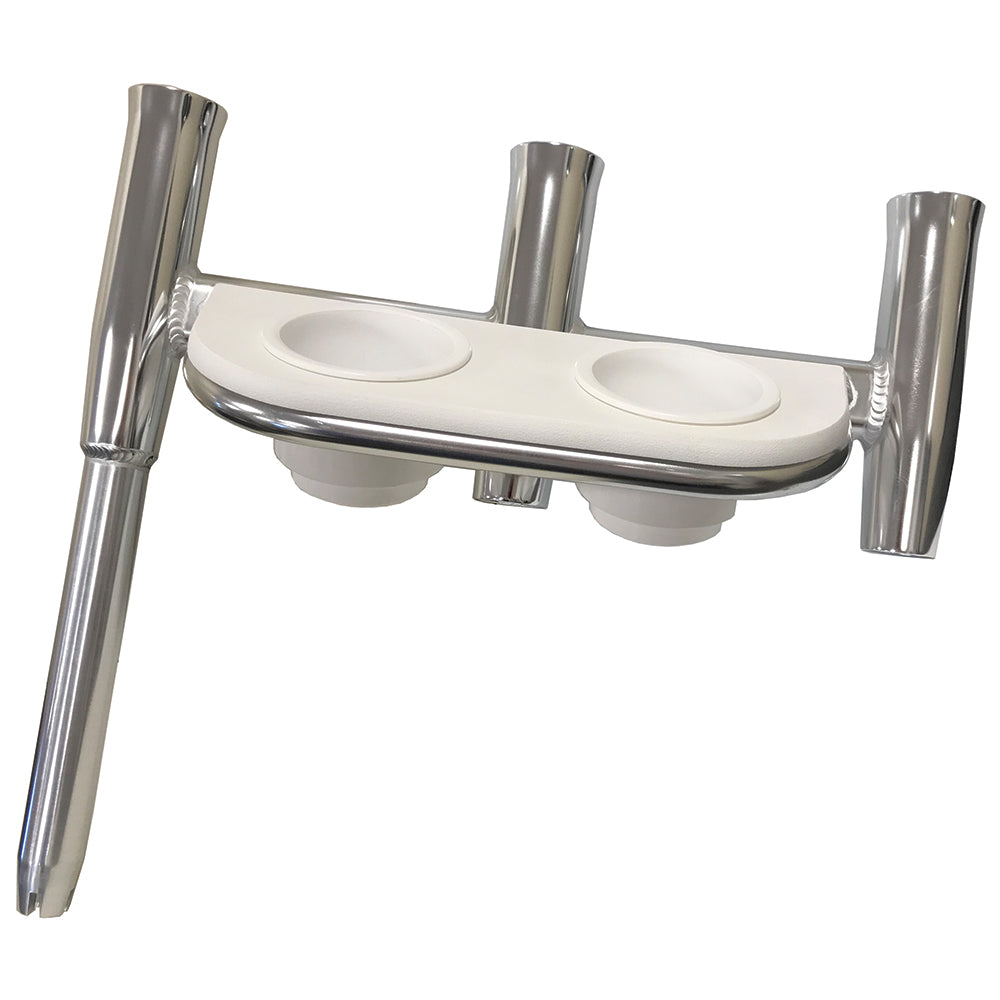 Tigress Offset Triple Rod Holder wCup Holders  Starboard Side  Polished Aluminum 881481 Main image