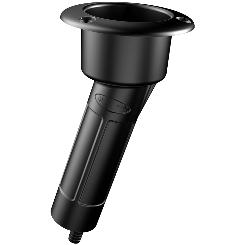 Mate Series Plastic 15 Rod  Cup Holder  Drain  Round Top  Black P1015DB