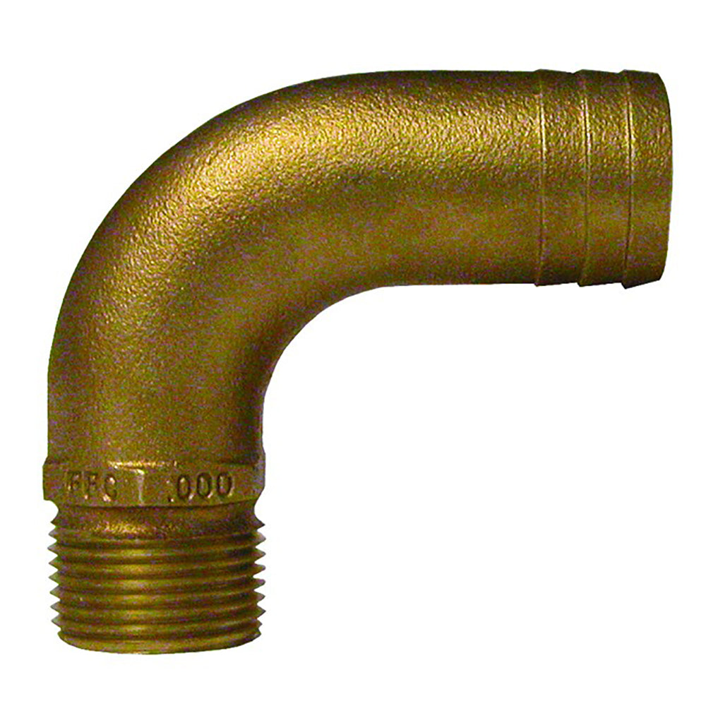 GROCO 1 NPT x 118 ID Bronze Full Flow 90 Elbow Pipe to Hose Fitting FFC1125 Main image