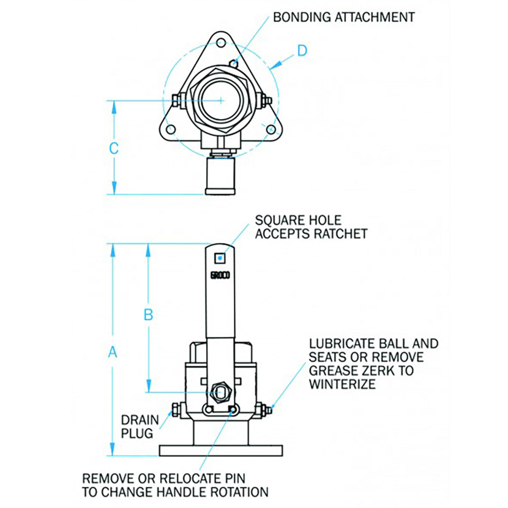 GROCO 1-1/2" Bronze Tri-Flanged Ball Valve/Seacock [FBV-1500] Secondary image