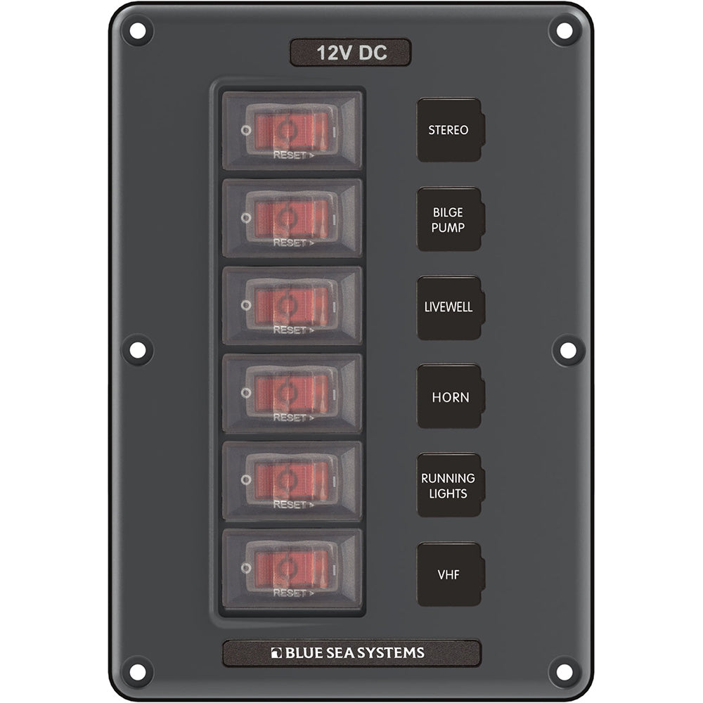 Blue Sea 4322 Circuit Breaker Switch Panel 6 Position  Gray 4322 Main image