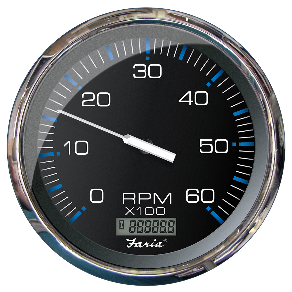Faria Chesapeake Black 5 Tachometer wDigital Hourmeter  6000 RPM Gas Inboard 33763 Main image