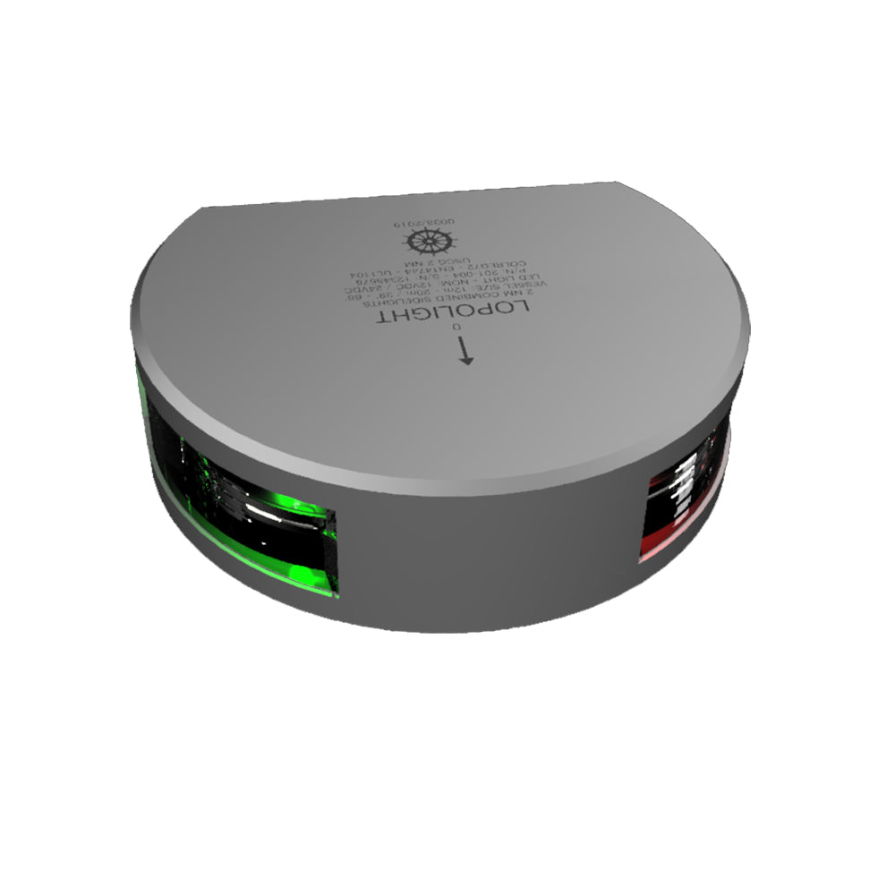 Lopolght Series 201004  Starboard  Port Sidelight  2NM  Vertical Mount  GreenRed  Silver Housing  201004 Main image