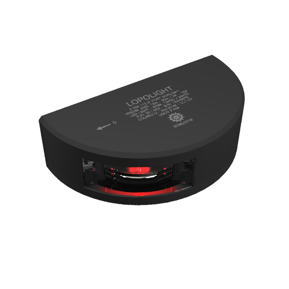 Lopolight Series 301002  Port Sidelight  2NM  Vertical Mount  Red  Black Housing 301002B Main image