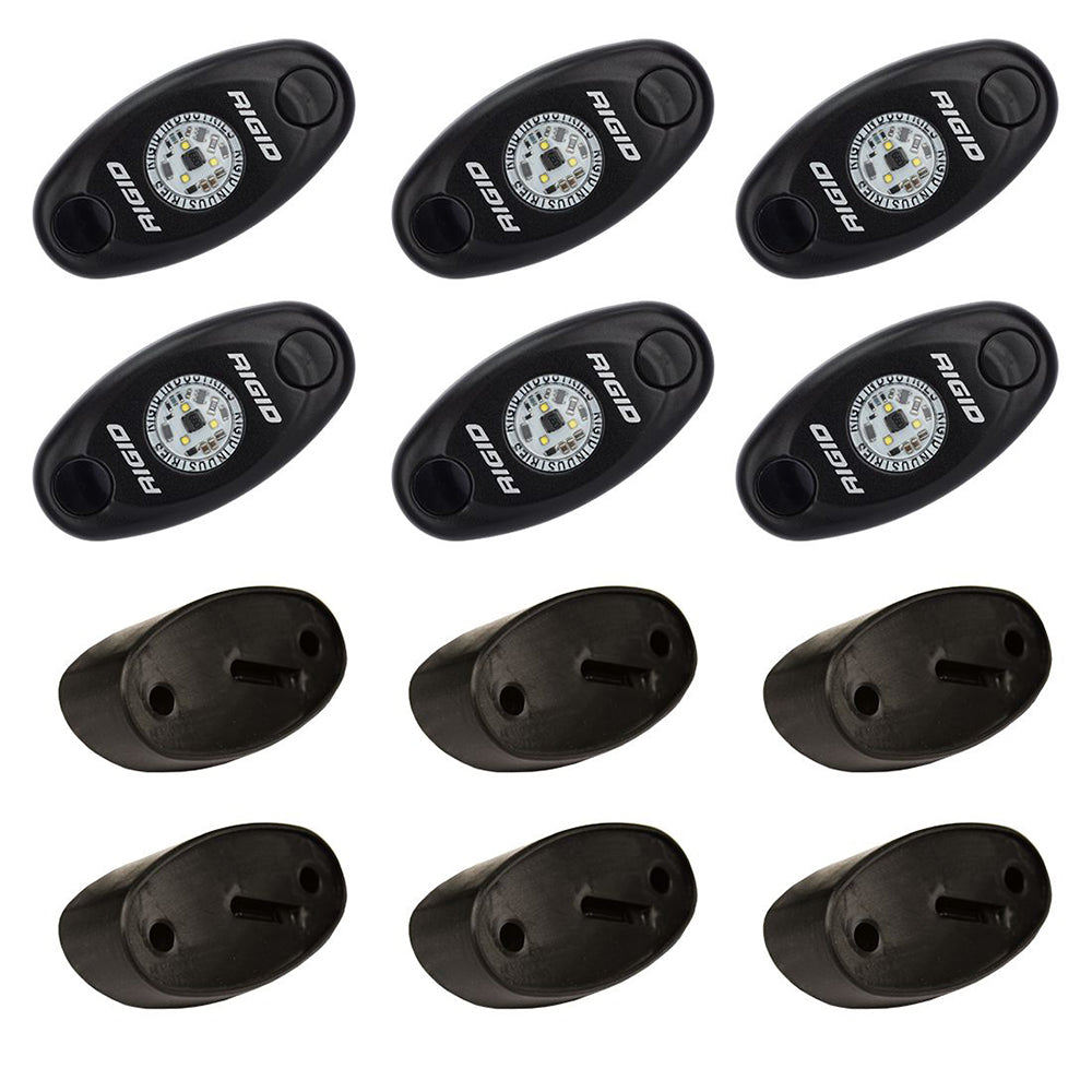 RIGID Industries ASeries Rock Light Kit  6 Cool White Lights  Black 400253 Main image