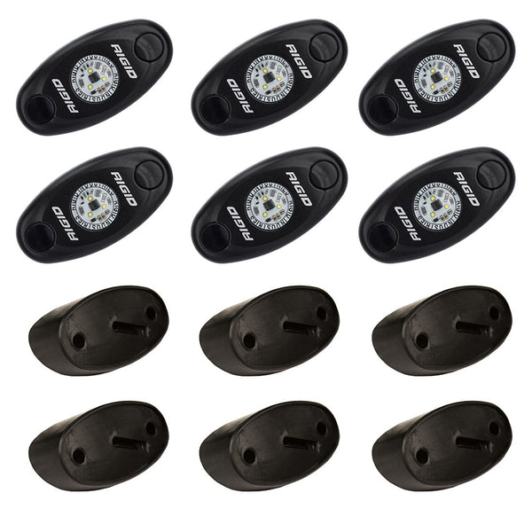 RIGID Industries ASeries Rock Light Kit  6 Cool White Lights  Black 400253