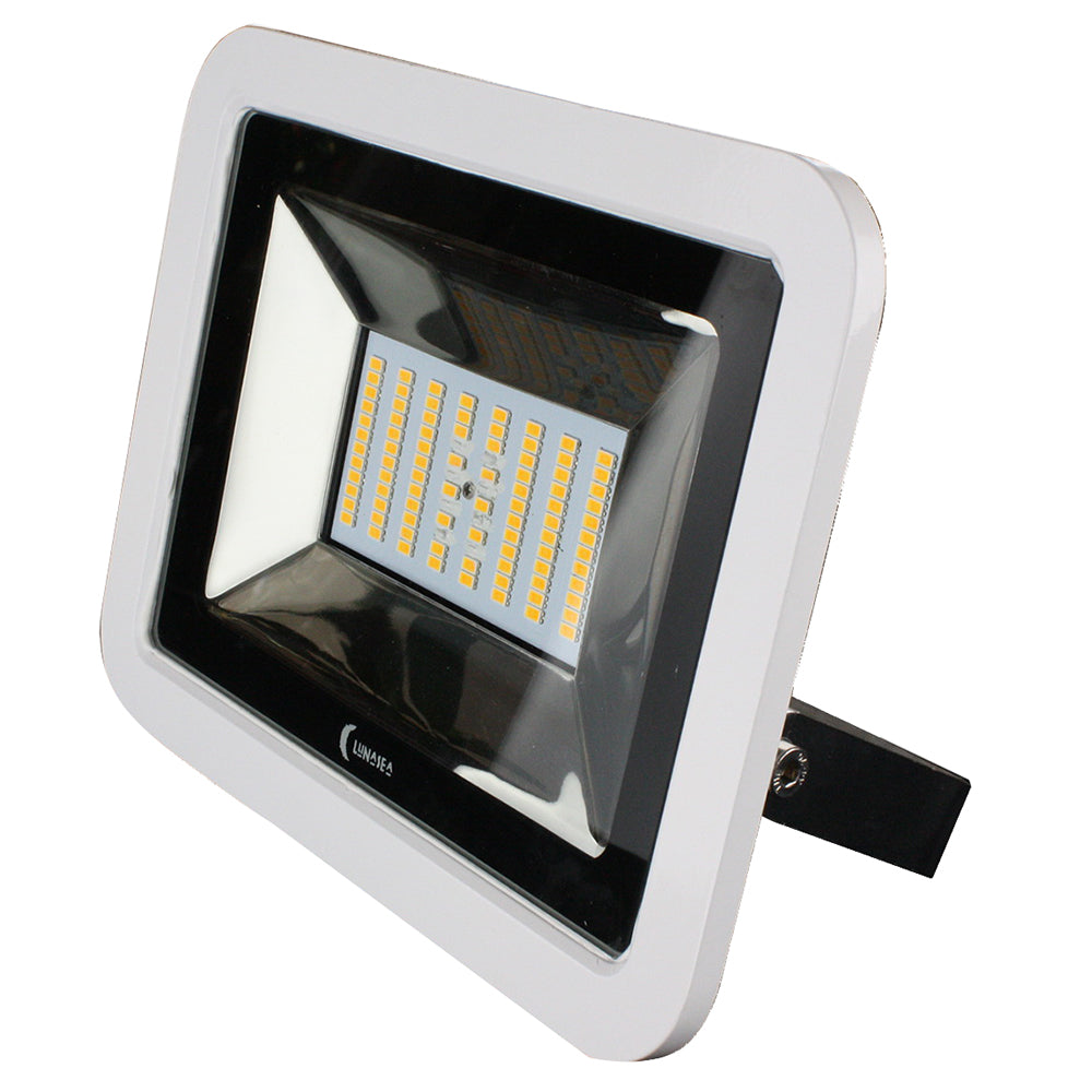 Lunasea 35W Slimline LED Floodlight 1224V Cool White 4800 Lumens 3 Cord  White Housing LLB36MN8100 Main image