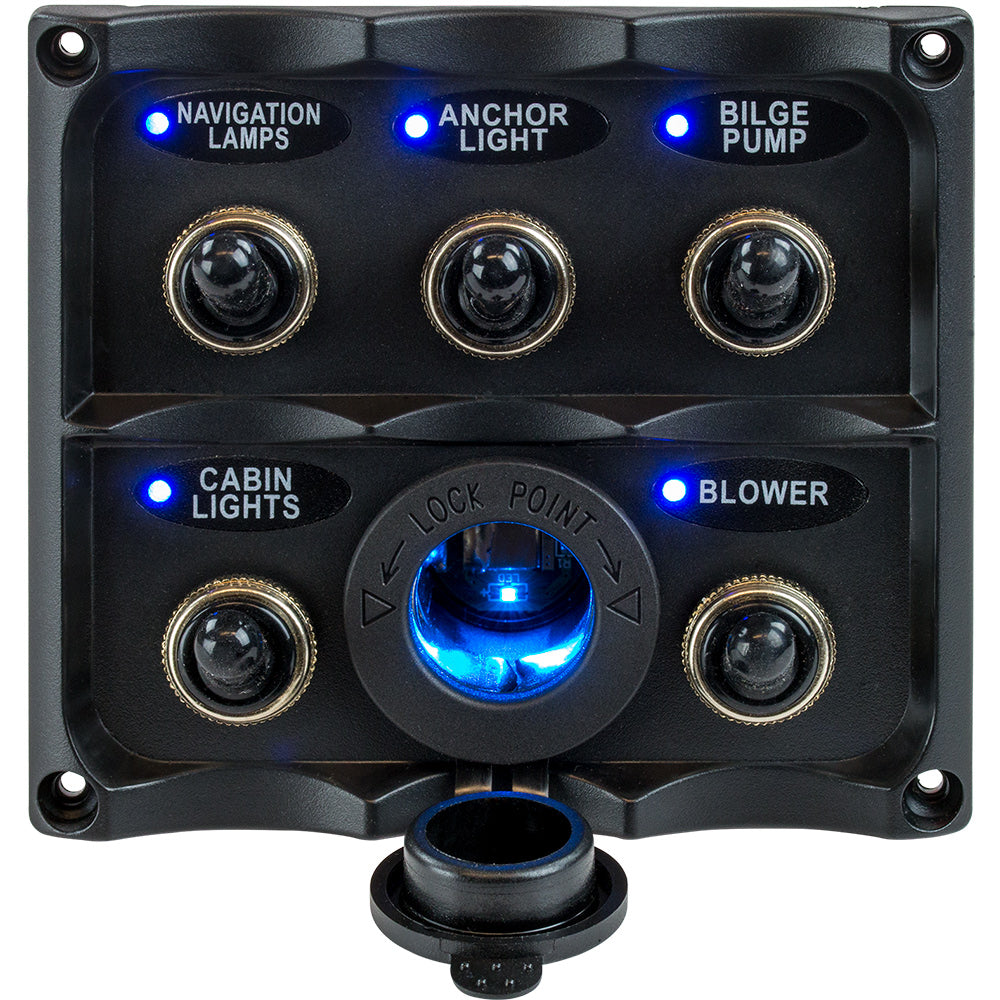 SeaDog Water Resistant Toggle Switch Panel wLED Power Socket  5 Toggle 4246271 Main image