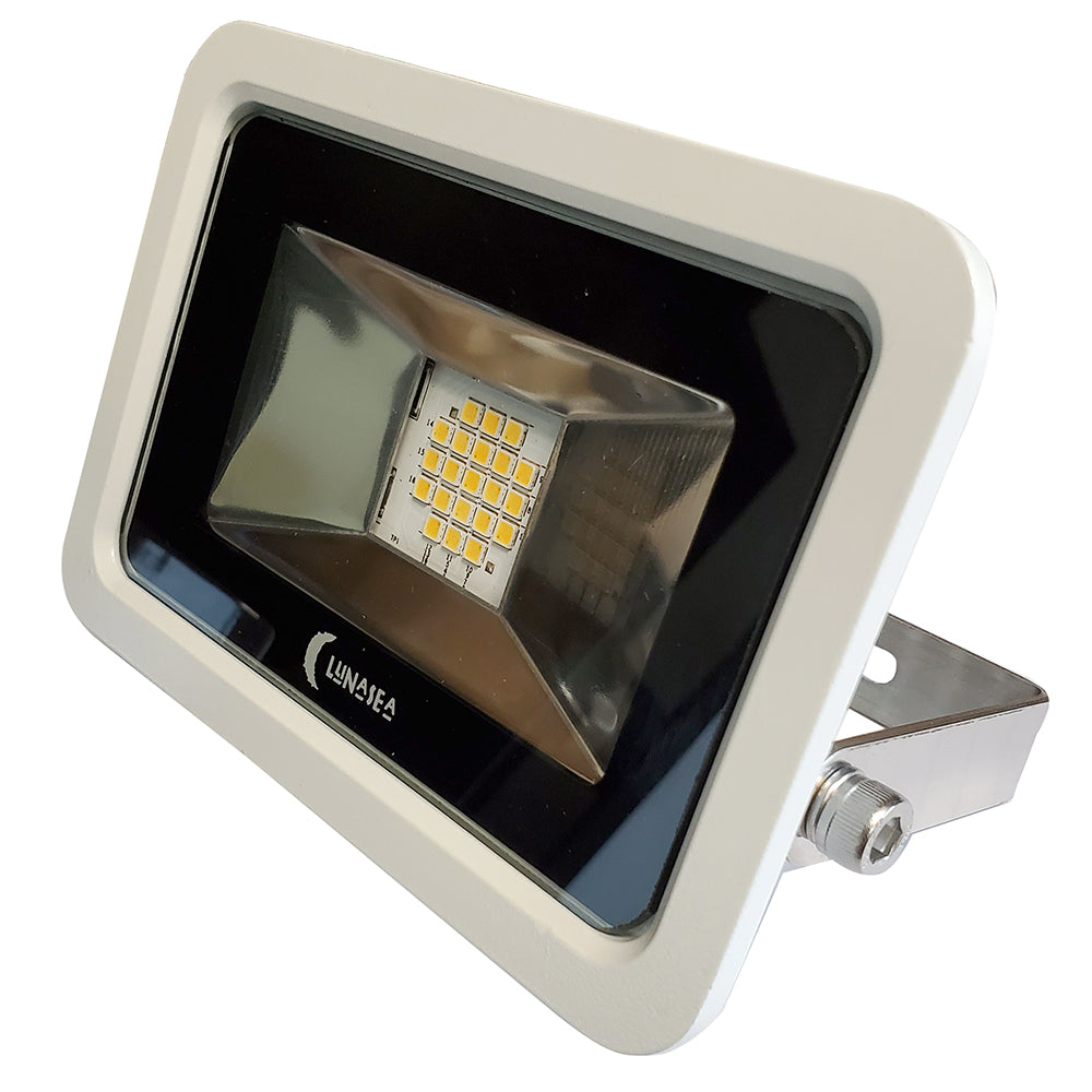 Lunasea 10W Slimline LED Floodlight 120VAC Only Cool White 1200 Lumens 3 Cord  White Housing LLB366N3110 Main image