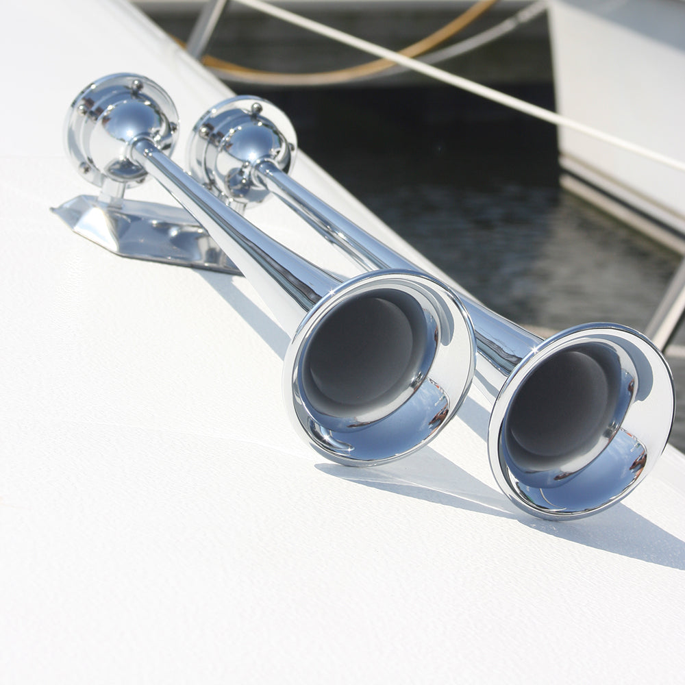 Marinco 24V Chrome Plated Dual Trumpet Air Horn [10624] Secondary image