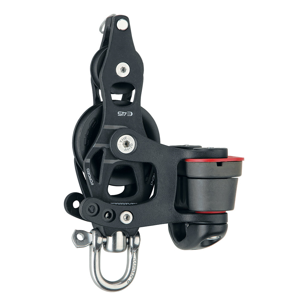 Harken 45mm Single Aluminum Element Fiddle Block wSwivel Becket  150 Cam Cleat 6234 Main image