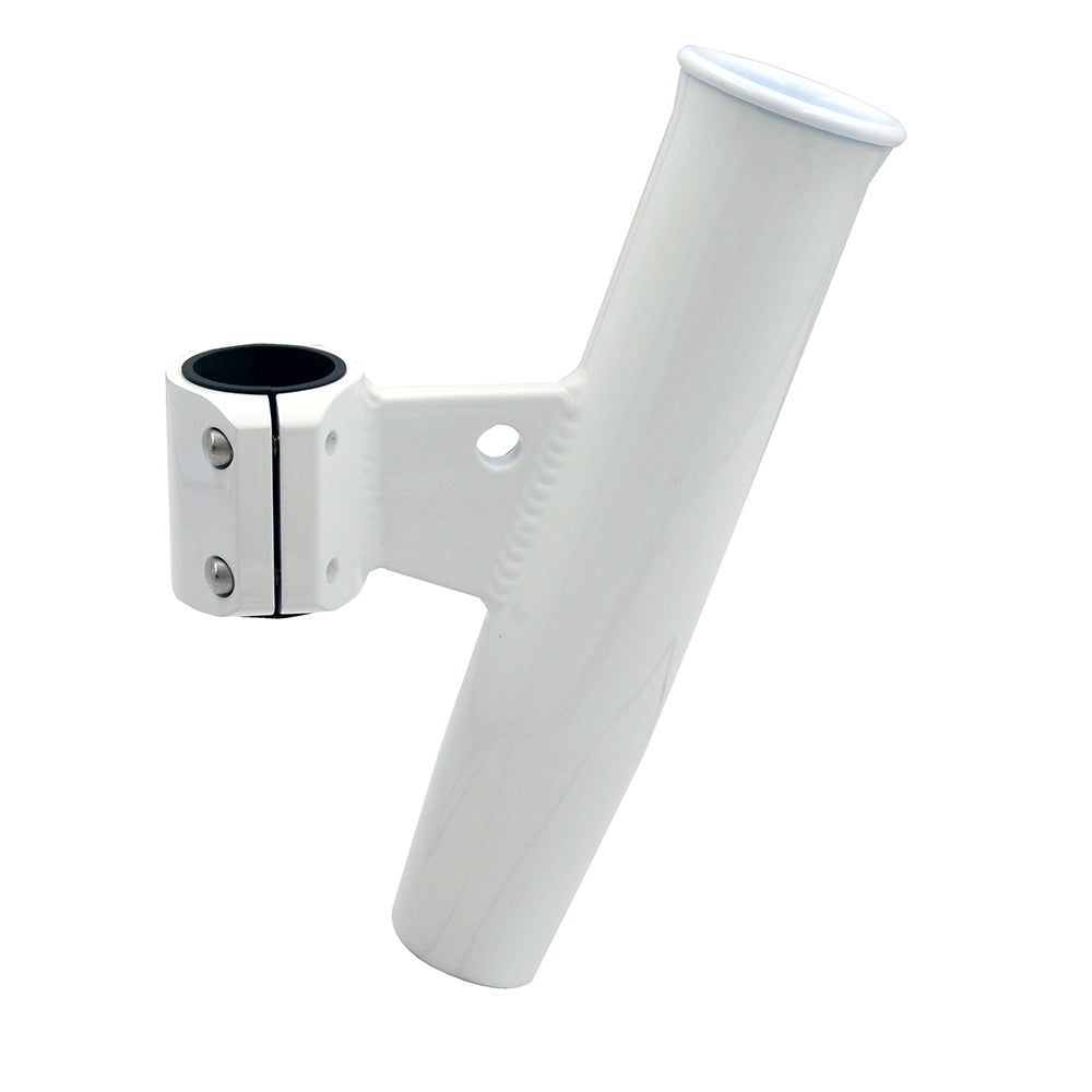 CE Smith Aluminum Vertical ClampOn Rod Holder 123 OD White Powdercoat wSleeve 53726 Main image