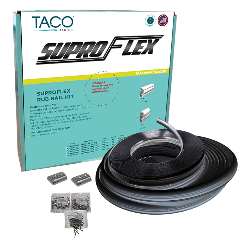 TACO SuproFlex Rub Rail Kit  Black wFlex Chrome Insert  16H x 78W x 60L V119960BBK602 Main image