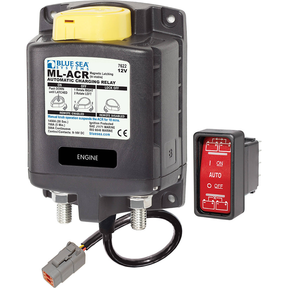 Blue Sea 7622100 ML ACR Charging Relay 12V 500A wManual Control  Deutsch Connector 7622100 Main image