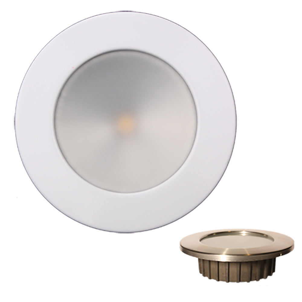 Lunasea Gen3 Warm White RGBW Full Color 35 IP65 Recessed Light wWhite Stainless Steel Bezel  12VDC LLB46RG3AWH Main image