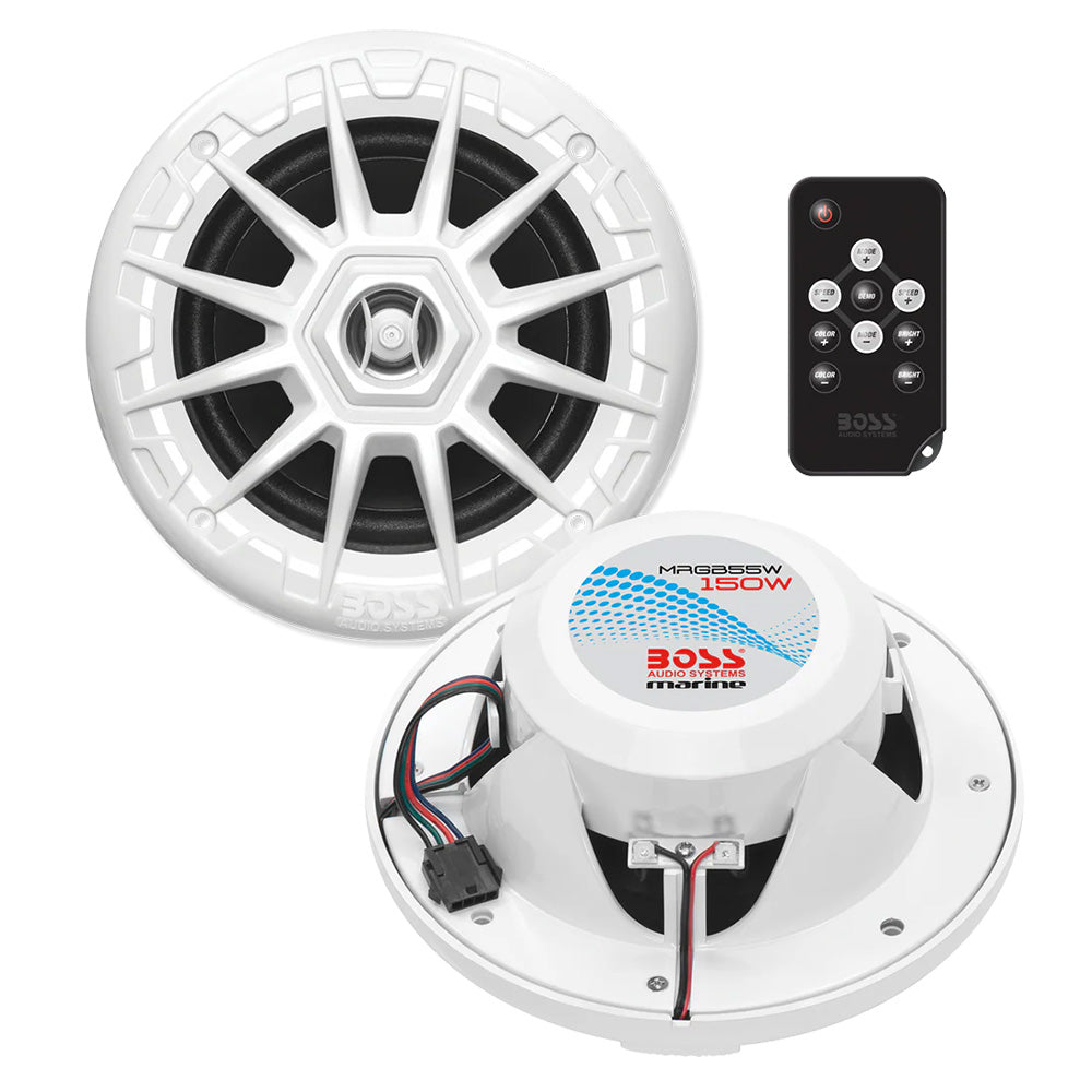 Boss Audio MRGB55W 525 Marine Speakers wRGB Lighting  White MRGB55W Main image