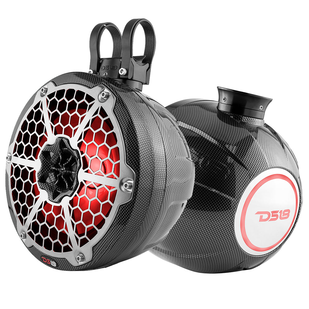 DS18 HYDRO 8 Compact Wakeboard Pod Tower wRGB Light  375W  Black Carbon Fiber CFPS8 Main image