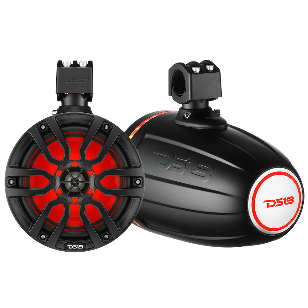 DS18 X Series HYDRO 8 Wakeboard Pod Tower Speaker wRGB LED Light  375W  Matte Black NXLX8TPBK Main image